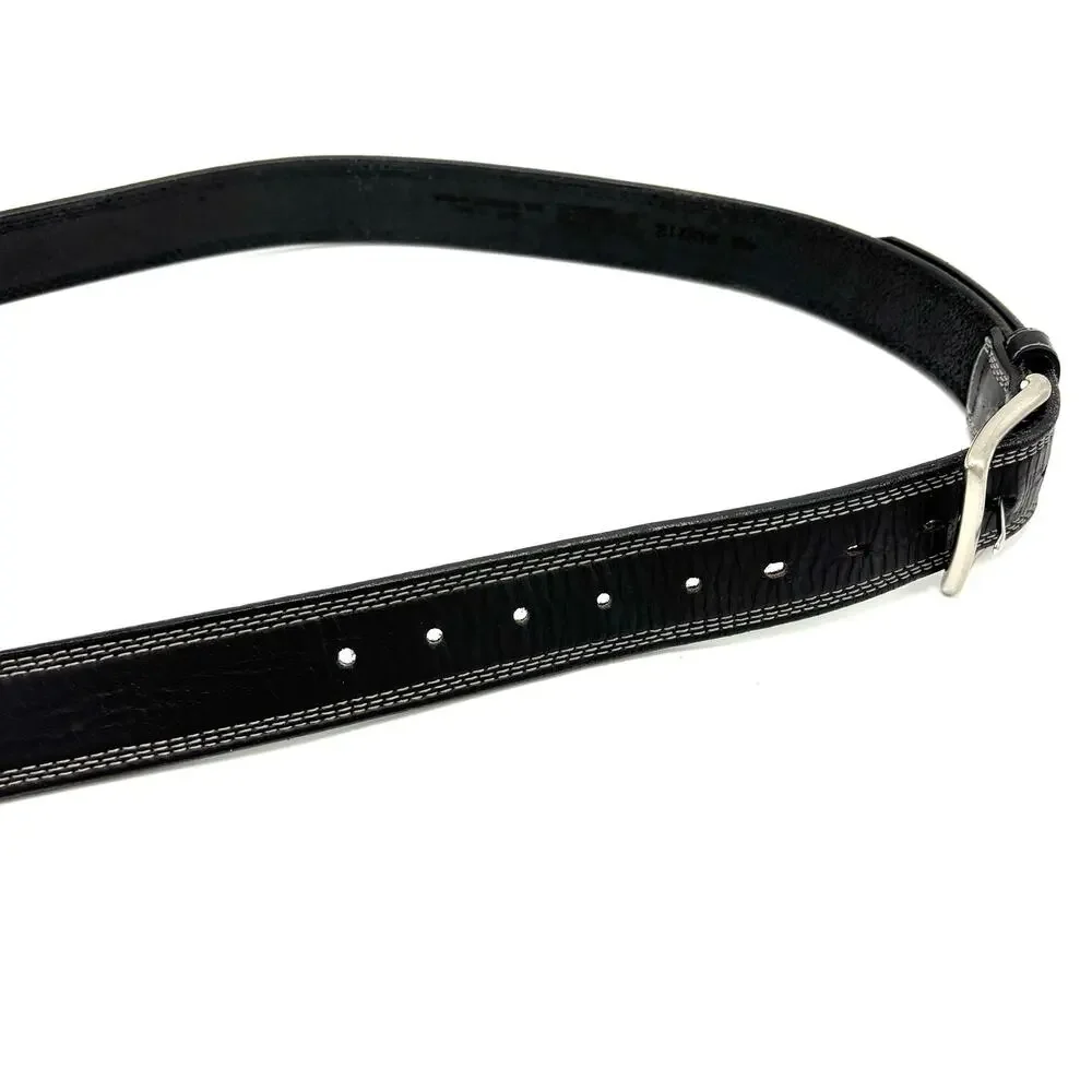 Duluth Trading Co Black Leather Work Belt 48 Gets Better With Age Heavy Duty USA